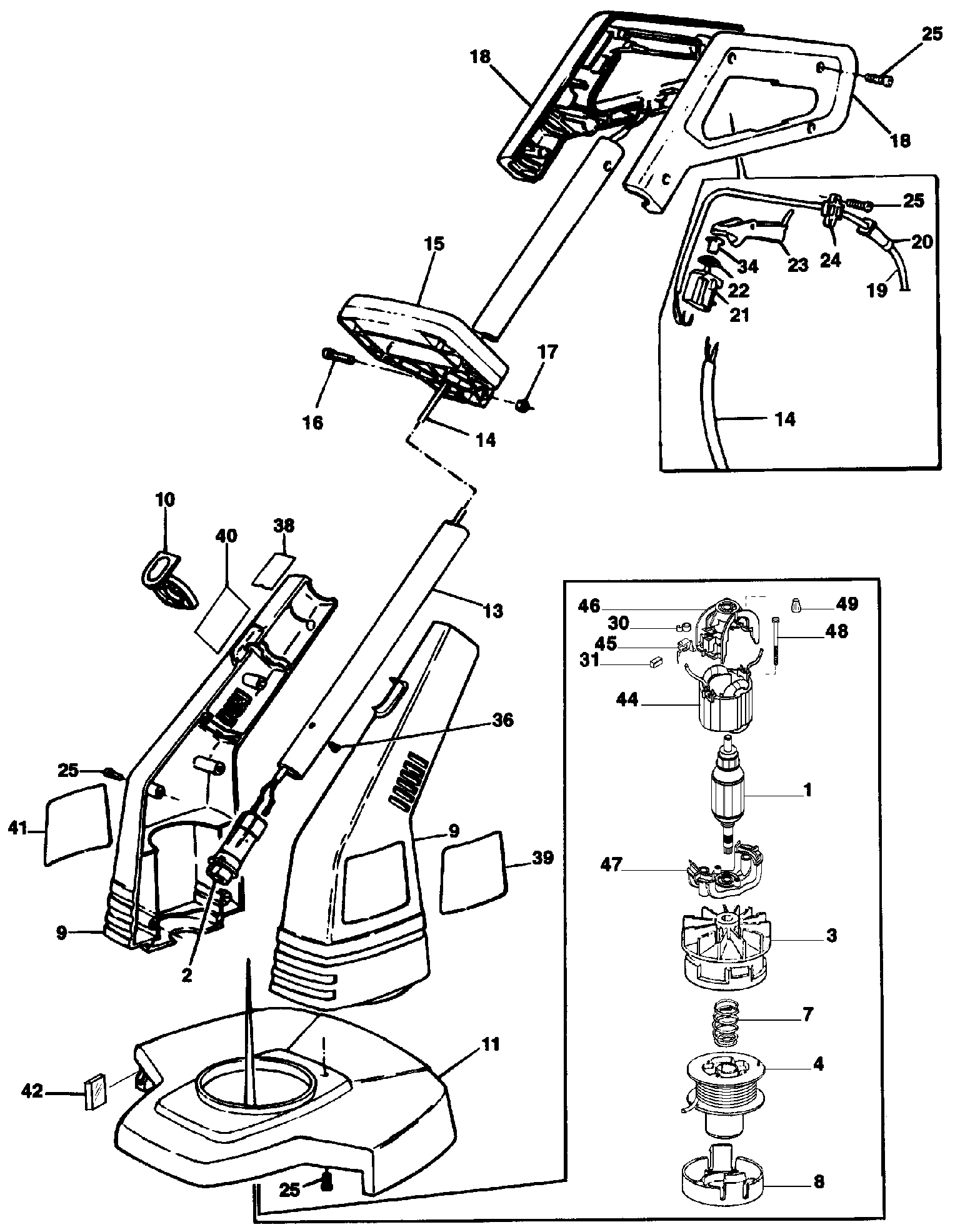 Default Diagram and Parts List for GL400-BR Type 3 Black and Decker Trimmer